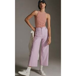 Anthropologie Maeve The Colette Cropped Wide Leg Pants Lavender‎ Size 29P